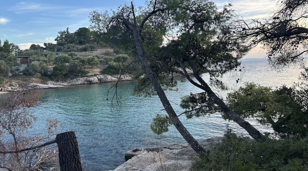 Sunset view over the sea near Nikiti beach, Sithonia, Halkidiki, Greece
