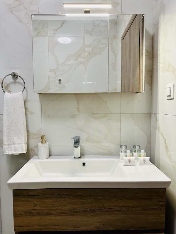 Bright bedroom with natural light at Lora vacation rental Halkidiki